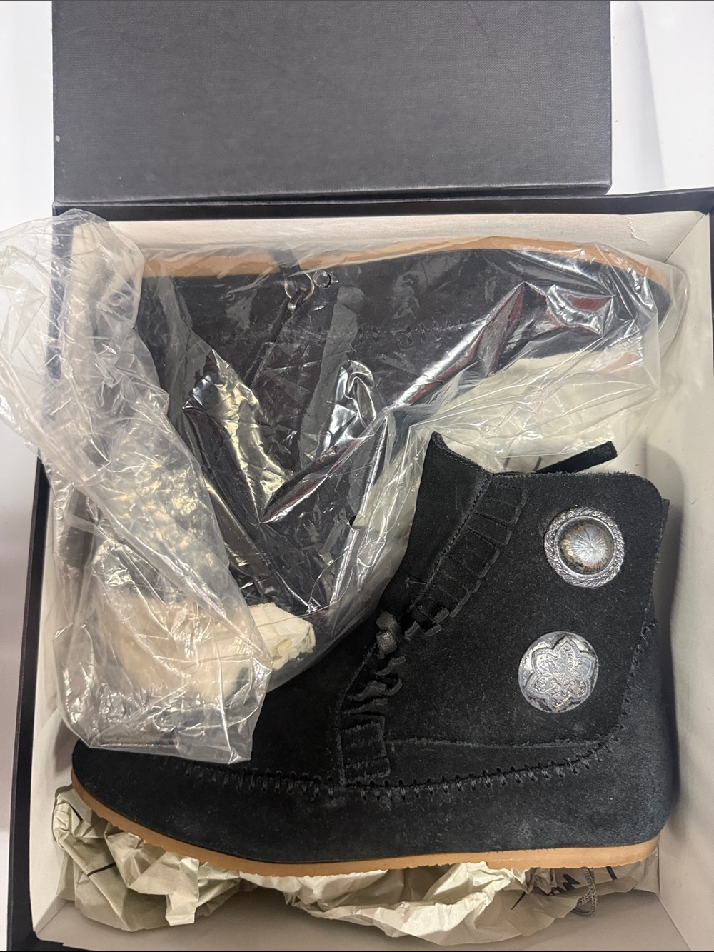 Giuseppe Zanotti Black Suede Ankle Booties with Decorative Silver Medallions